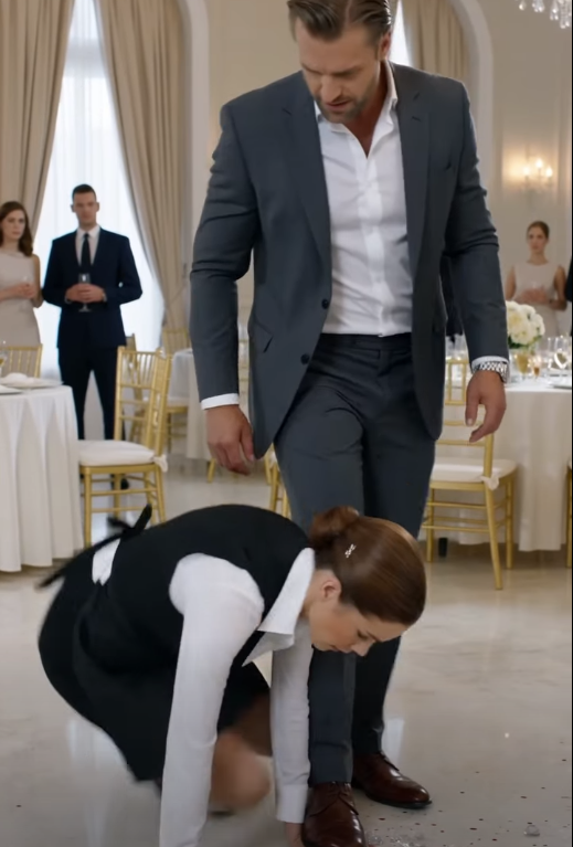 He stepped on her hand because he thought she was just a waitress.