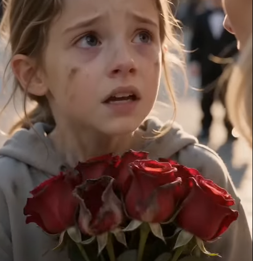 Lily had nothing but muddy clothes, broken shoes, and a bouquet of roses hidden behind her back.