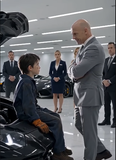 A DIRTY LITTLE MECHANIC WALKED INTO A MILLIONAIRE’S SHOWROOM… BUT HE WASN’T THERE TO FIX A CAR.